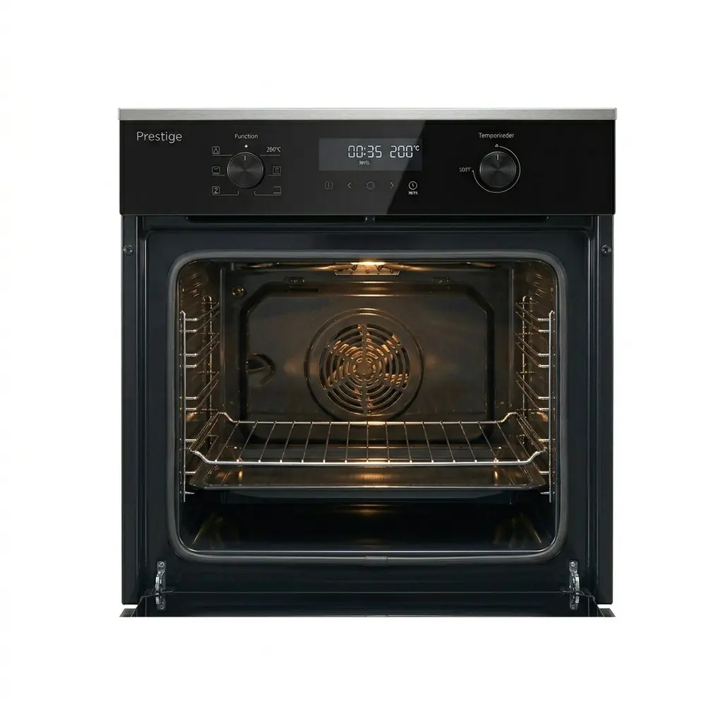 Forno de embutir prestige 60CM - preto de vidro, com ventoinha com temporizador